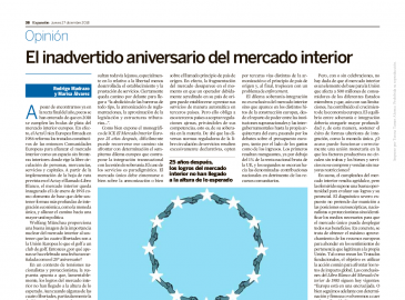 Imagen del artículo 'El inadvertido aniversario del mercado interior' de Rodrigo Madrazo y Marisa Álvarez