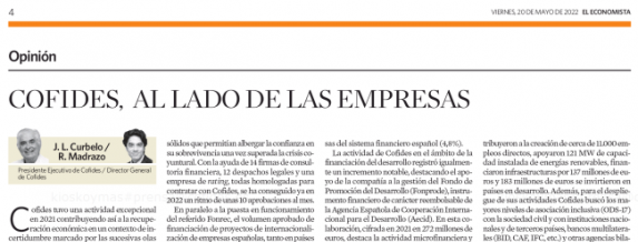 Imagen del artículo 'COFIDES, al lado de las empresas' publicado en el diario El Eocnomista