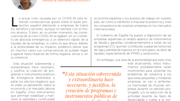Imagen del artículo 'COVID-19, apoyo a las empresas en tiempos de crisis' de Miguel Ángel Ladero, Director Adjunto del Área de Inversiones de COFIDES