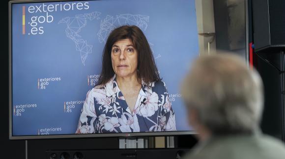 Imagen de la intervención de la Secretaria de Estado de Cooperación Internacional, Ángeles Moreno