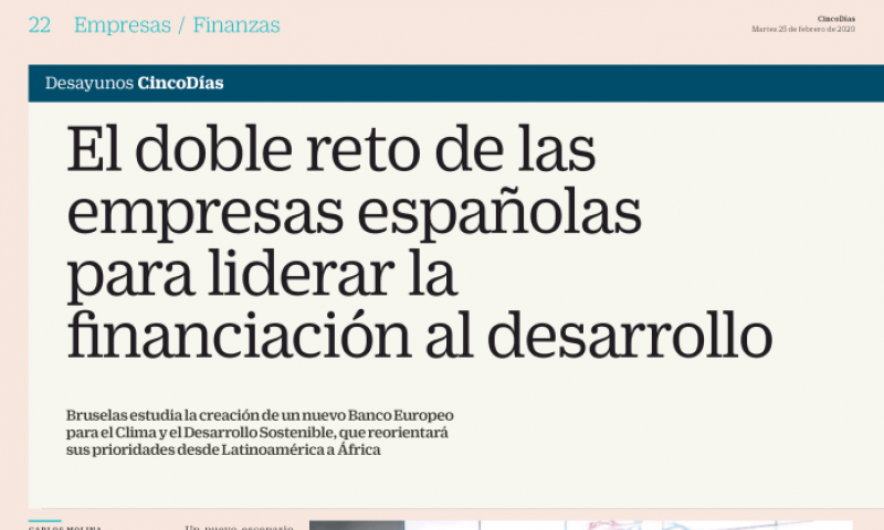 Imagen del reportaje 'El doble reto de las empresas españolas para liderar la financiación al desarrollo' de Carlos Molina