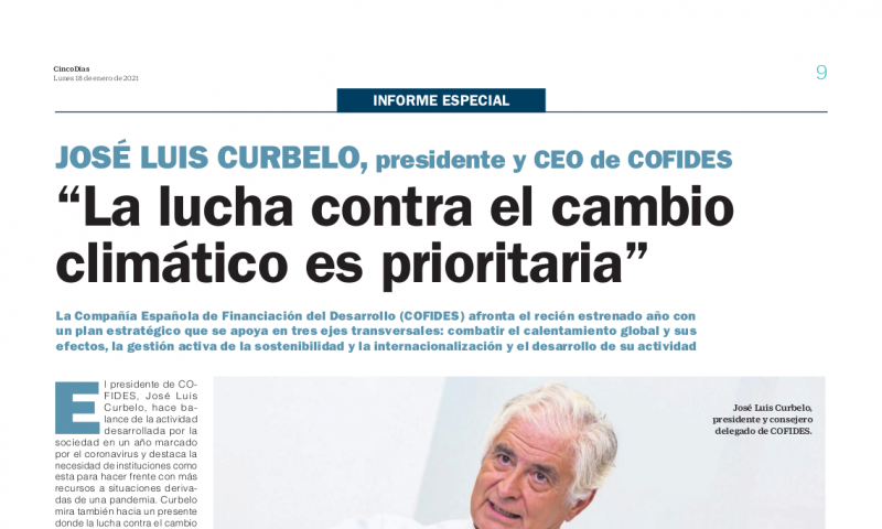 Imagen de la entrevista de Cinco Días a José Luis Curbelo, Presidente y CEO de COFIDES